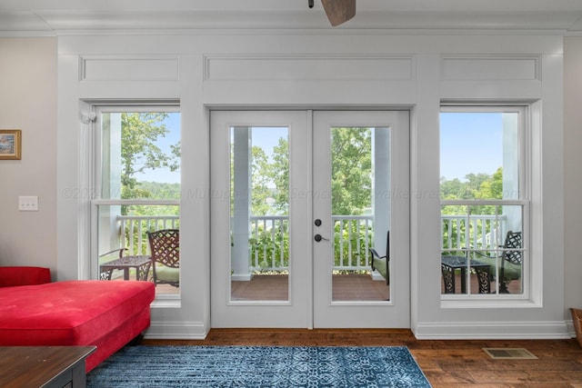 doorway to outside featuring a wealth of natural light and french doors