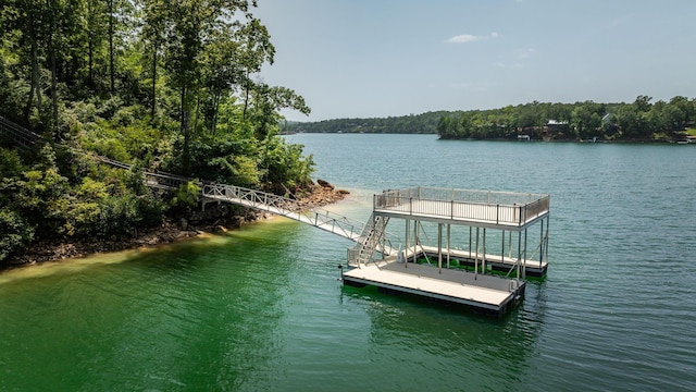 view of dock featuring a water view