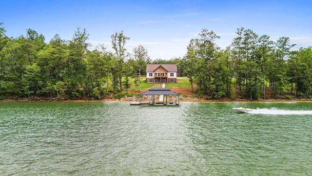 water view featuring a gazebo