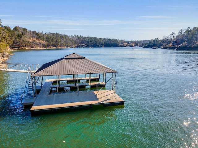 view of dock featuring a water view