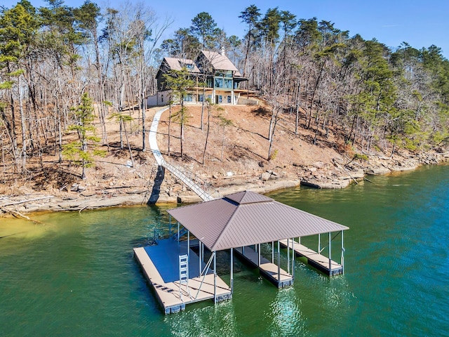 view of dock featuring a water view