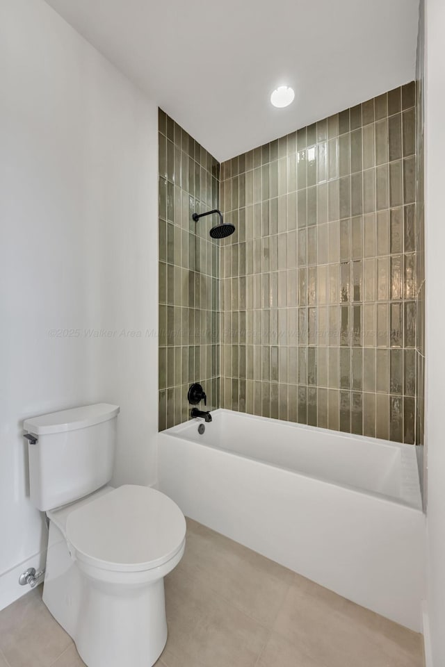 bathroom with  shower combination, tile patterned flooring, and toilet