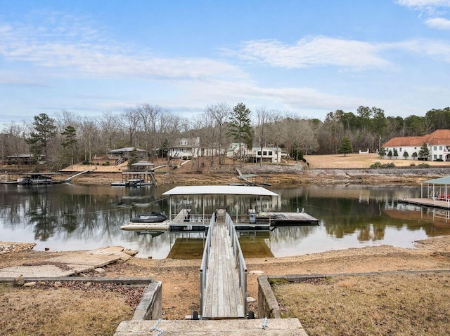 dock area featuring a water view