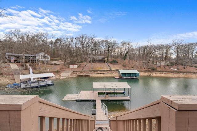 view of dock featuring a water view