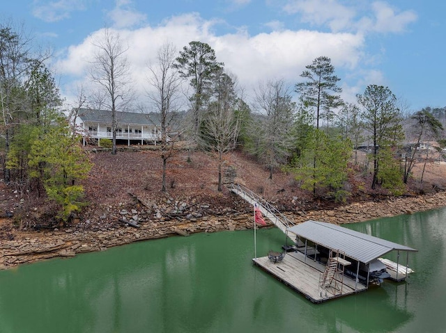 dock area featuring a water view