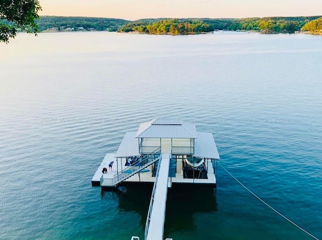 view of dock featuring a water view