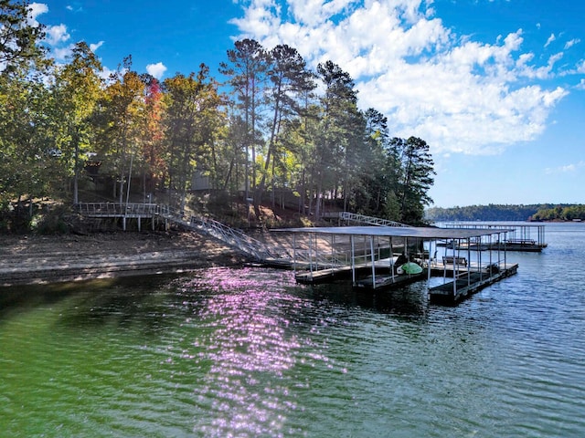 view of dock featuring a water view