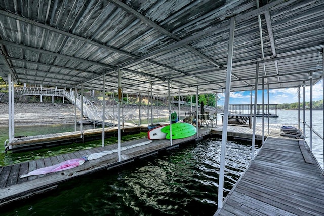 view of dock featuring a water view