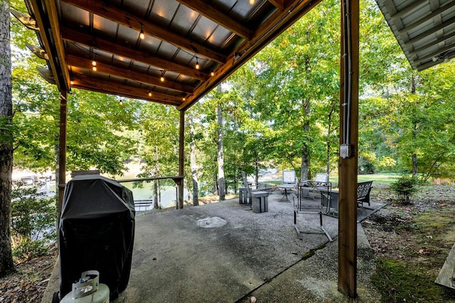 view of patio / terrace featuring a grill