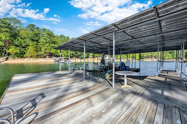 dock area featuring a water view