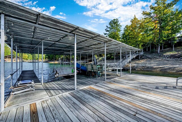 dock area featuring a water view