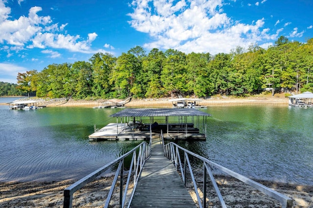 dock area featuring a water view