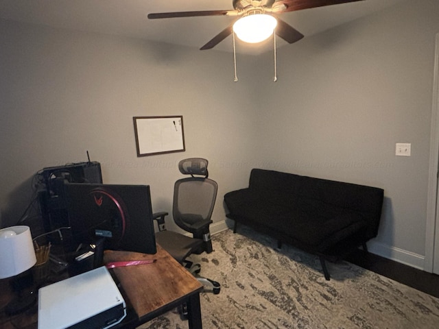 home office with ceiling fan