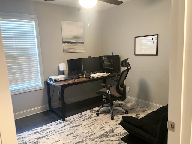 office featuring ceiling fan