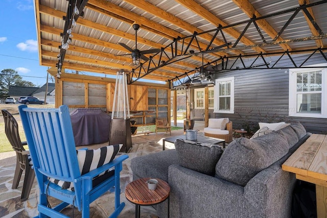 view of patio / terrace featuring an outdoor living space and area for grilling