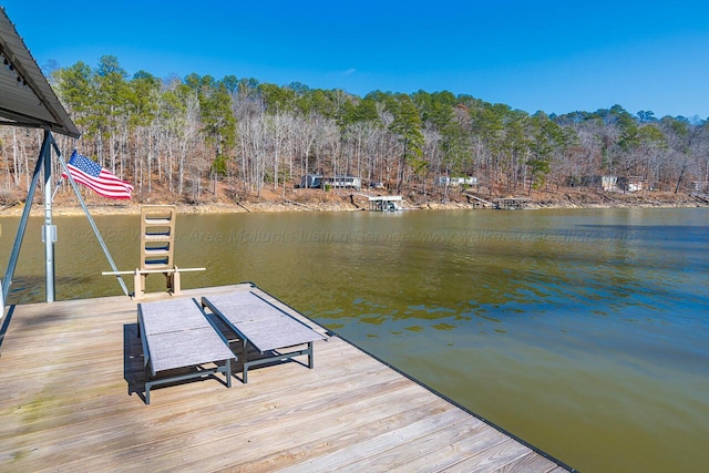 view of dock featuring a water view