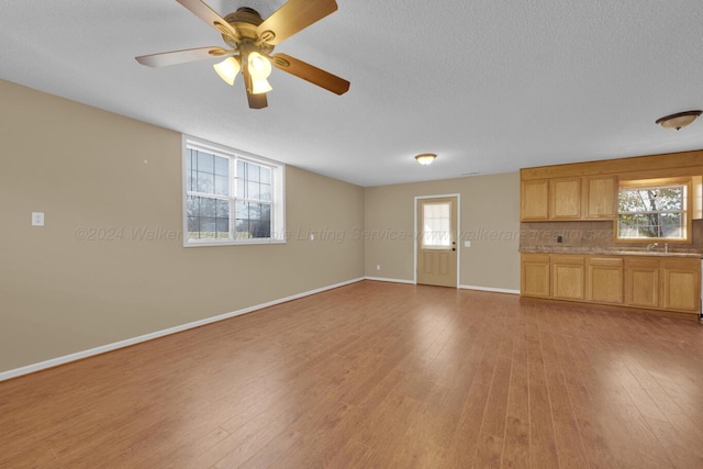 unfurnished living room with plenty of natural light and light hardwood / wood-style floors