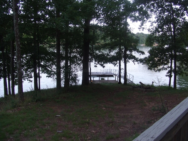 property view of water with a boat dock