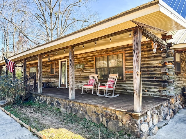 deck featuring a porch