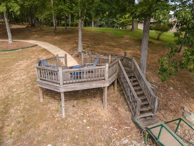 exterior space featuring a yard and a deck