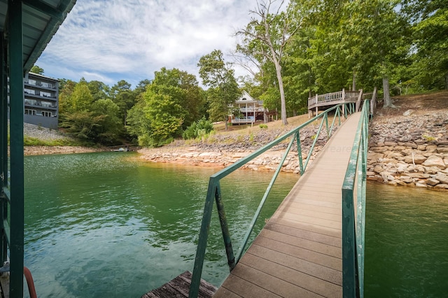 view of dock featuring a water view