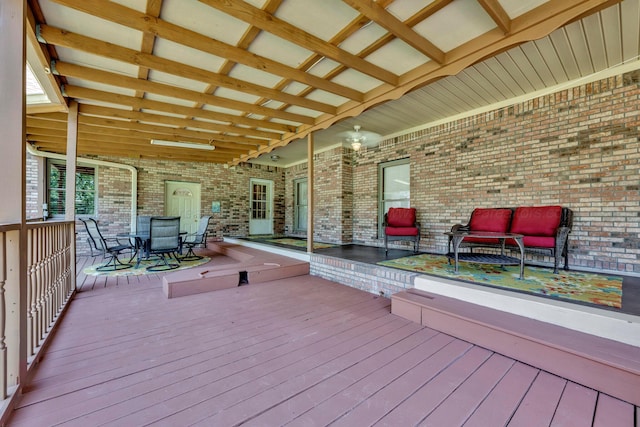 deck featuring an outdoor living space