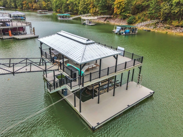 dock area featuring a water view