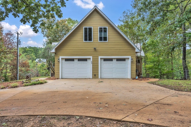 view of garage