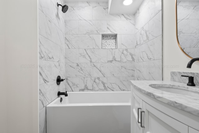 full bathroom featuring tub / shower combination and vanity