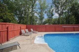 view of pool featuring a patio area, a fenced in pool, and a fenced backyard