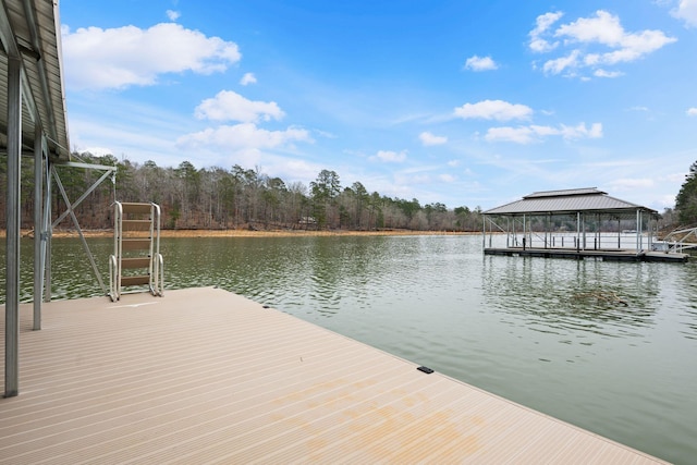 dock area featuring a water view