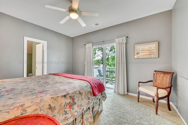 187 S Pointe Dr, Arley, AL 35541 - carpeted bedroom featuring access to exterior, baseboards, and a ceiling fan