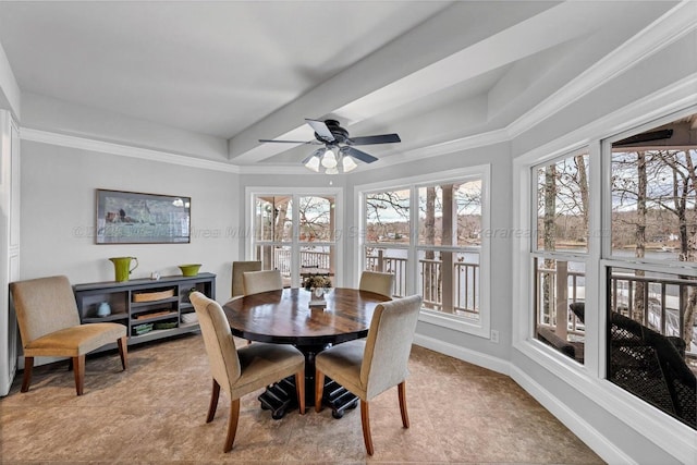 187 S Pointe Dr, Arley, AL 35541 - carpeted dining room featuring a ceiling fan and baseboards