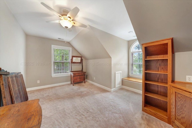 526 Boat Launch Rd, Quinton, AL 35130 - bonus room with plenty of natural light, lofted ceiling, ceiling fan, and light colored carpet