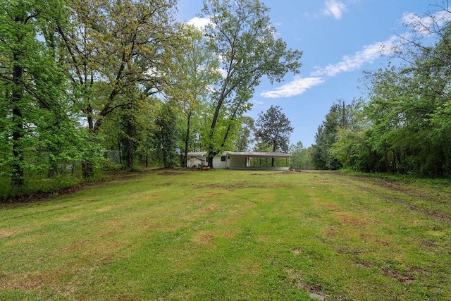 view of yard featuring a carport