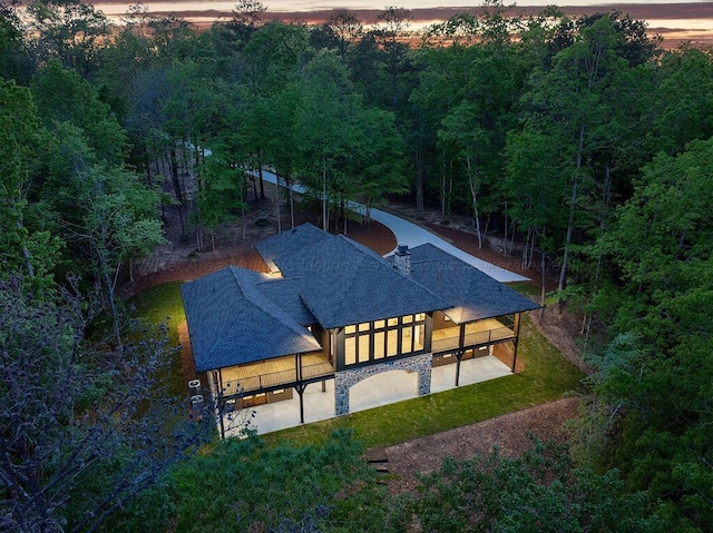 aerial view with a forest view