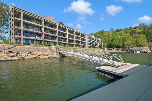 view of dock featuring a water view