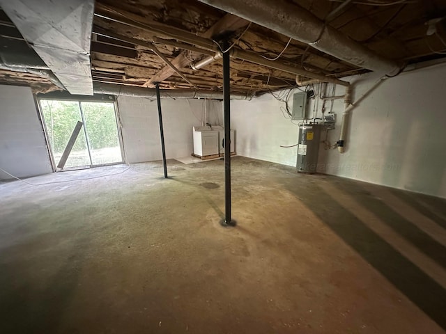 47 Hyche Rd, Cordova, AL 35550 - below grade area featuring water heater, washer and clothes dryer, and electric panel
