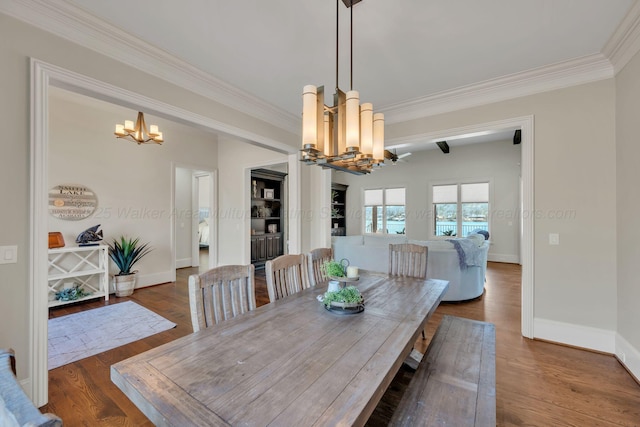 930 County Road 175, Crane Hill, AL 35053 - dining space with an inviting chandelier, ornamental molding, and wood finished floors