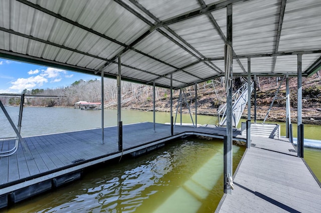 view of dock featuring a water view