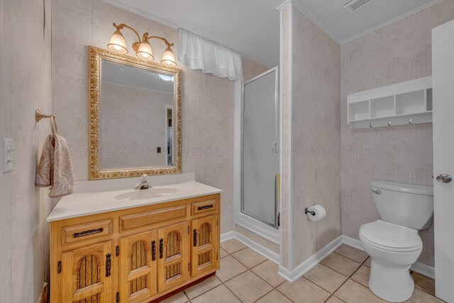 60 County Road 304, Cullman, AL 35057 - bathroom featuring a shower stall, tile patterned flooring, vanity, and ornamental molding