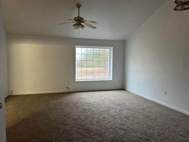 399 Arrowhead Rd, Jasper, AL 35504 - carpeted empty room with baseboards, vaulted ceiling, and ceiling fan