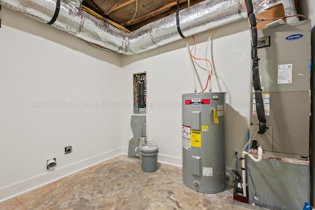 utilities with heating unit and electric water heater