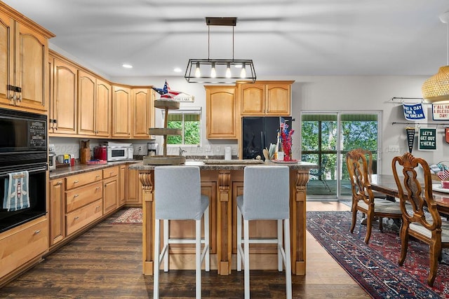 75 County Rd 881, Crane Hill, AL 35053 - kitchen featuring black appliances, plenty of natural light, recessed lighting, and dark wood-type flooring
