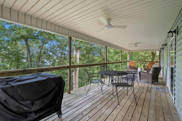 75 County Rd 881, Crane Hill, AL 35053 - deck with area for grilling, outdoor dining area, and ceiling fan