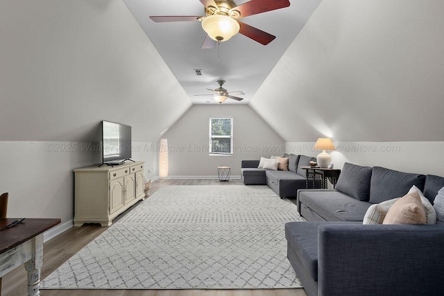 75 County Rd 881, Crane Hill, AL 35053 - living room featuring ceiling fan, light wood-type flooring, and lofted ceiling