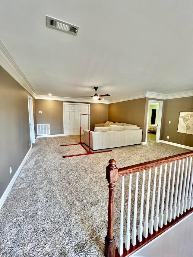 305 Chris Ln, Winfield, AL 35594 - bedroom featuring crown molding, baseboards, visible vents, and carpet