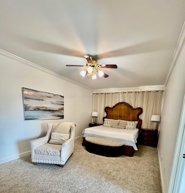 305 Chris Ln, Winfield, AL 35594 - bedroom with ornamental molding, carpet, baseboards, and ceiling fan