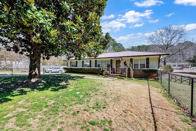 2555 Shady Rd, Adamsville, AL 35005 - ranch-style home featuring covered porch, brick siding, and a metal roof