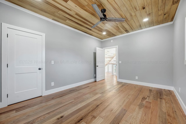 556 Sipsey Rock Rd, Crane Hill, AL 35053 - unfurnished room with wood ceiling, ornamental molding, light wood-style floors, and baseboards